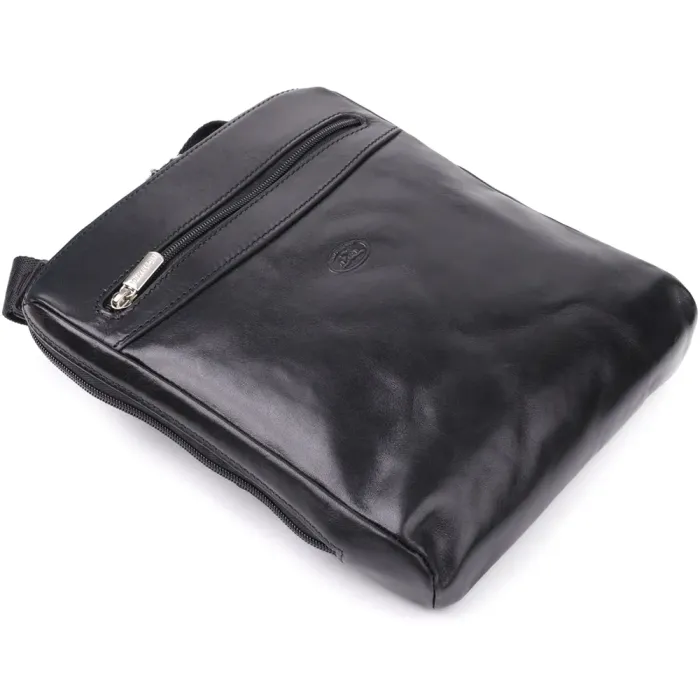 Цікава чоловіча сумка через плече з гладкої натуральної шкіри Tony Perotti 20855_1 (9137-20 nero) Чорний