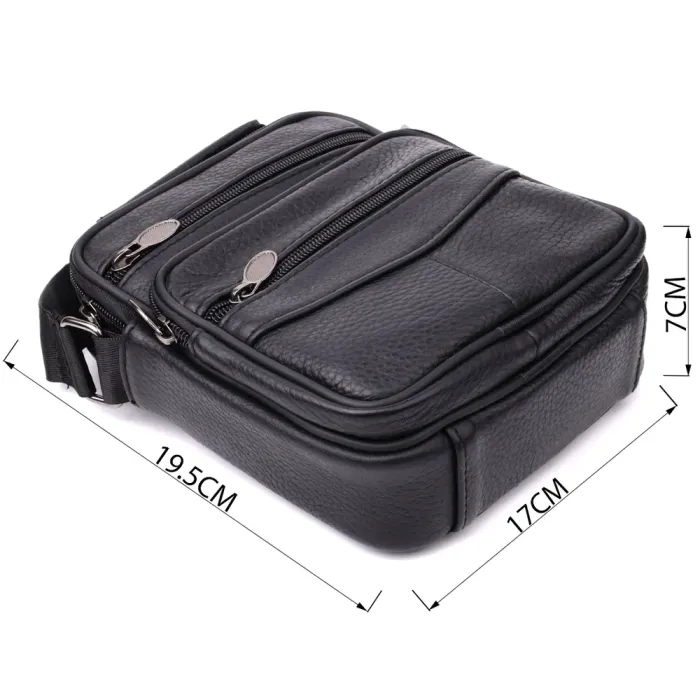 Практична вертикальна сумка з ручкою для чоловіків з натуральної шкіри Vintage 22864 Чорний