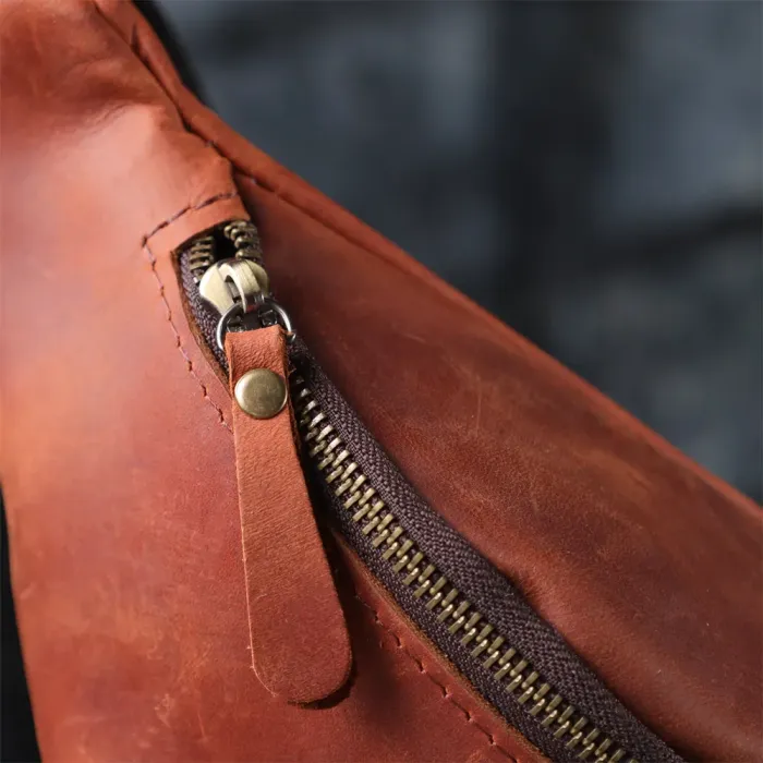 Бананка для чоловіків відмінної якості з натуральної шкіри вінтажної шкіри Shvigel 23140 Рудий