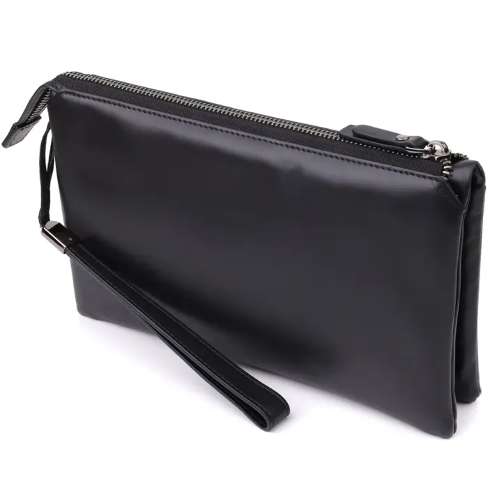 Стильний чоловічий клатч із натуральної шкіри Vintage 23035 Чорний