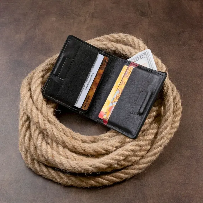  Стильне портмоне-кредитниця комбі в гладкій шкірі GRANDE PELLE 11327 Чорне