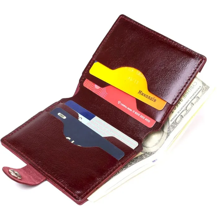 Класичне шкіряне портмоне Shvigel 16505 Бордовий