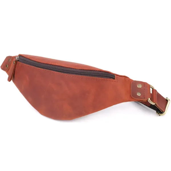 Чоловіча практична бананка з натуральної вінтажної шкіри Shvigel 23131 Рудий