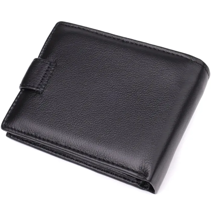 Місткий чоловічий гаманець горизонтального формату з натуральної шкіри ST Leather 23090 Чорний