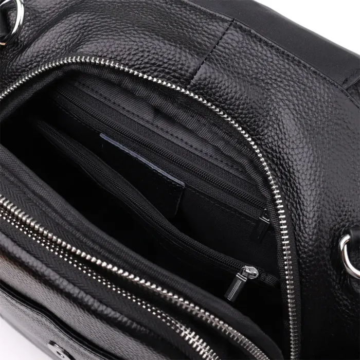 Компактний жіночий рюкзак з натуральної шкіри Vintage 23058 Чорний