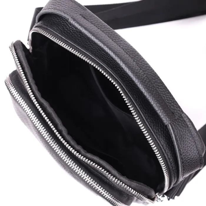 Зручна вертикальна сумка для чоловіків із натуральної шкіри Vintage 15115 Чорний