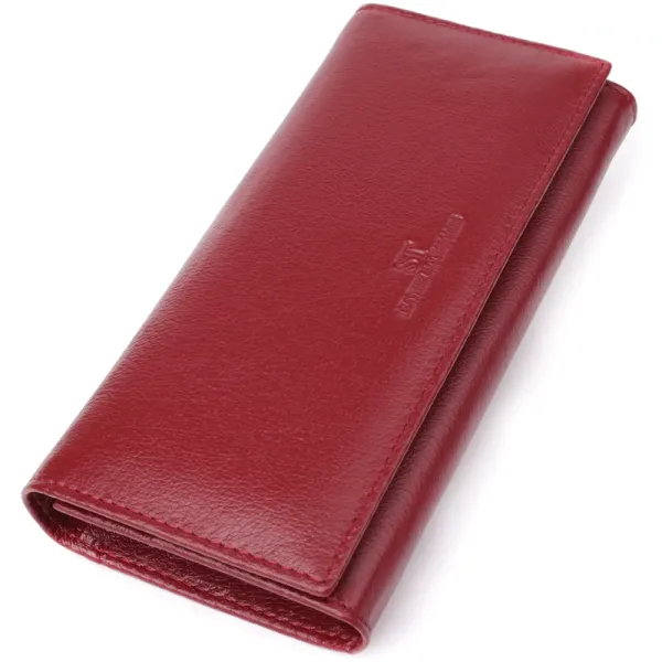 Елегантний гаманець у два складення з натуральної шкіри ST Leather 23065 Бордовий