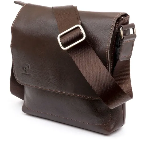 Сумка месенджер у гладкій шкірі GRANDE PELLE 11334 Шоколадна