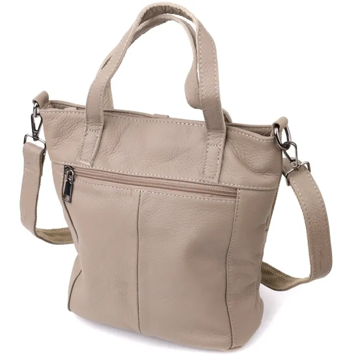 Зручна сумка жіноча з ручками з натуральної шкіри Vintage 22996 Сірий