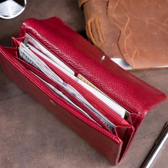 Клатч конверт з кишенею для мобільного шкіряний ST Leather 19273 Бордовий