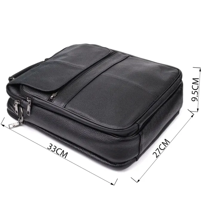 Чоловіча сумка з ручкою для перенесення в руці з натуральної шкіри Vintage 23026 Чорний