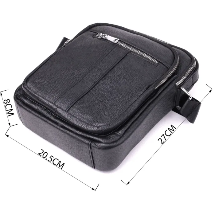 Чоловіча вертикальна сумка з натуральної шкіри Vintage 15112 Чорний