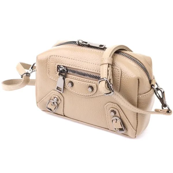 Компактна сумка для жінок з натуральної шкіри Vintage 22924 Бежевий