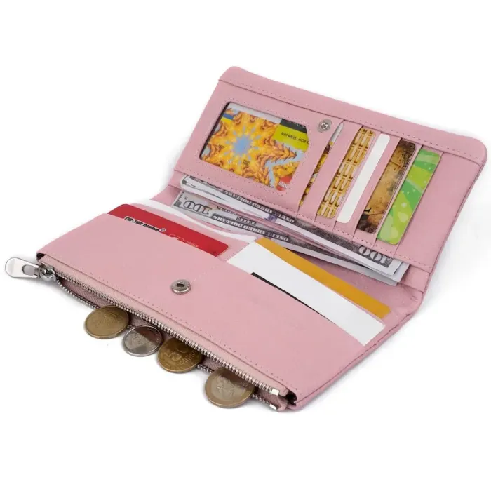 Вертикальний гаманець на кнопці жіночий ST Leather 19201 Рожевий