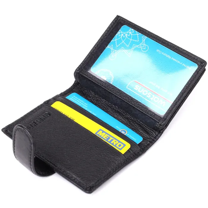 Компактний чоловічий гаманець вертикального формату з натуральної шкіри ST Leather 23095 Чорний