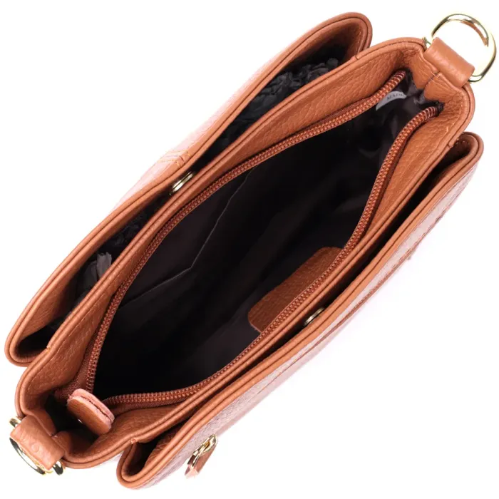 Чудова сумка жіноча з твердим дном з натуральної шкіри Vintage 15108 Рудий