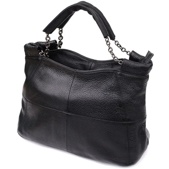 Зручна повсякденна сумка з натуральної шкіри для жінок Vintage 22992 Чорний