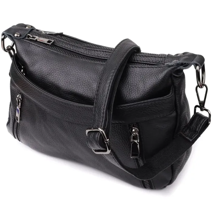 Практична жіноча сумка з натуральної шкіри Vintage 23011 Чорний