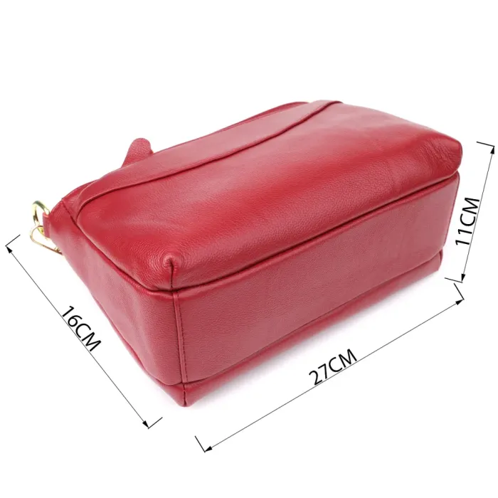 Елегантна сумка жіноча з твердим дном з натуральної шкіри Vintage 22982 Червоний