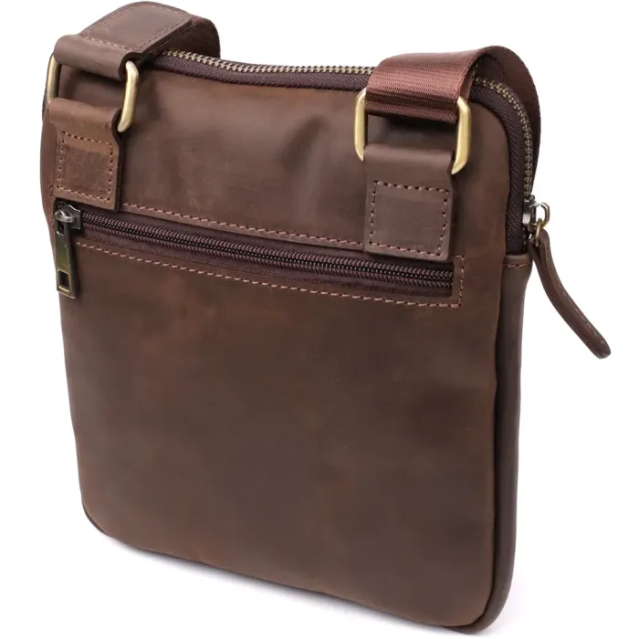 Практична сумка для чоловіків на плече з натуральної вінтажної шкіри Shvigel 23149 Коричневий