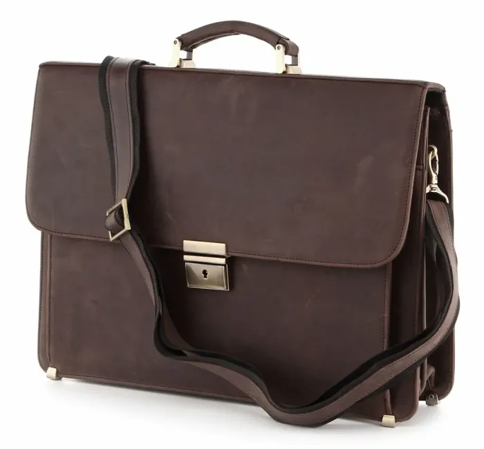 Портфель SHVIGEL 00754 із вінтажної шкіри Коричневий