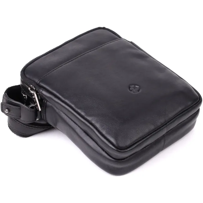 Вертикальна чоловіча сумка через плече з натуральної шкіри Tony Perotti 20883_1 (6049 nero) Чорний