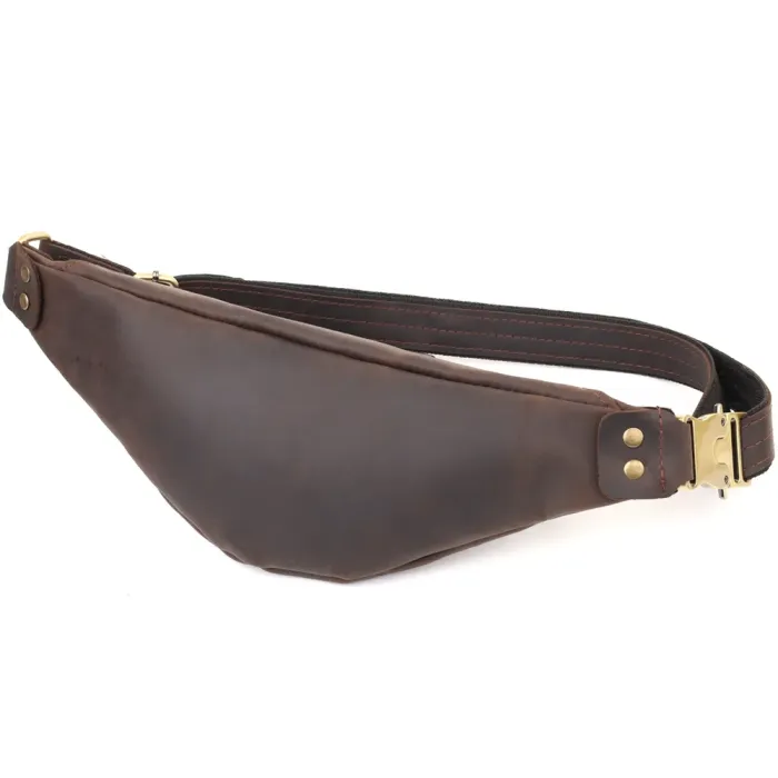 Стильна чоловіча бананка з натуральної вінтажної шкіри Shvigel 23130 Коричневий