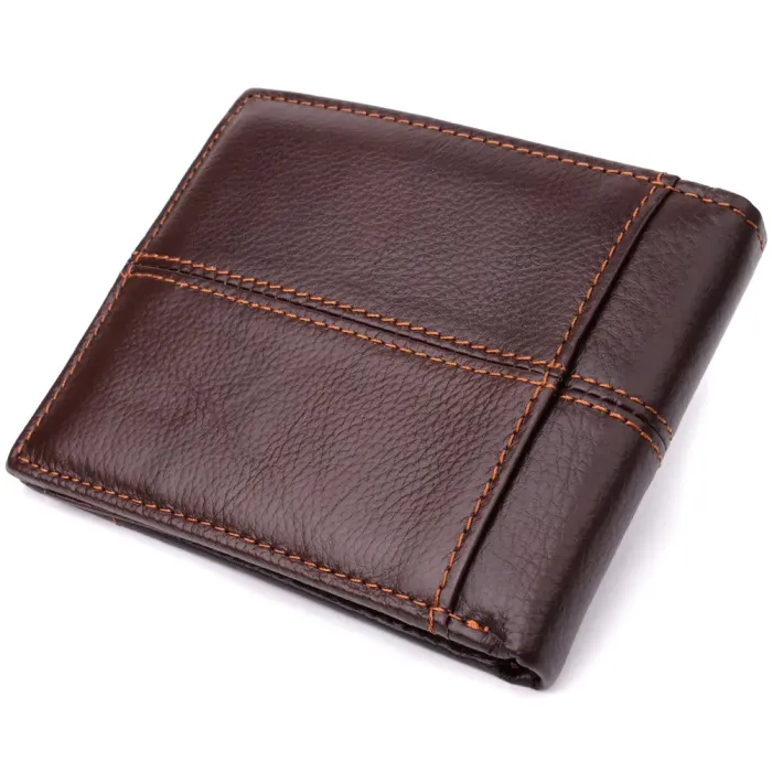 Горизонтальний стильний гаманець з натуральної шкіри Vintage 22888 Коричневий