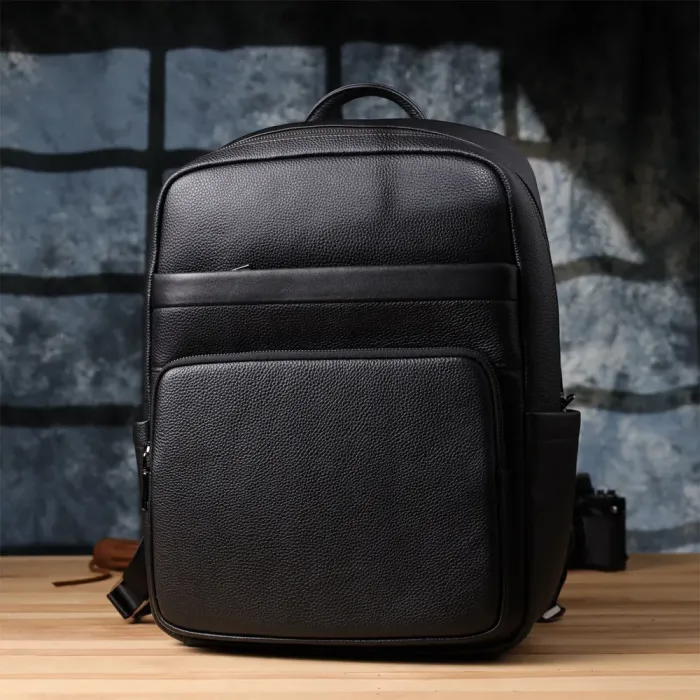 Зручний чоловічий рюкзак з натуральної шкіри Vintage 23052 Чорний