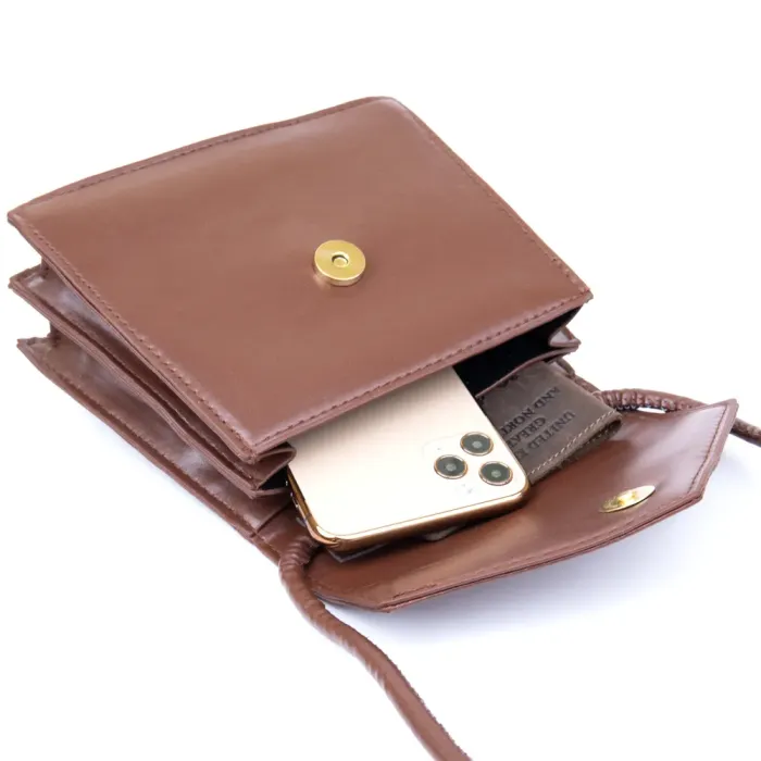 Горизонтальна сумка з лініями зі шкірозамінника Vintage 14933 Коричнева