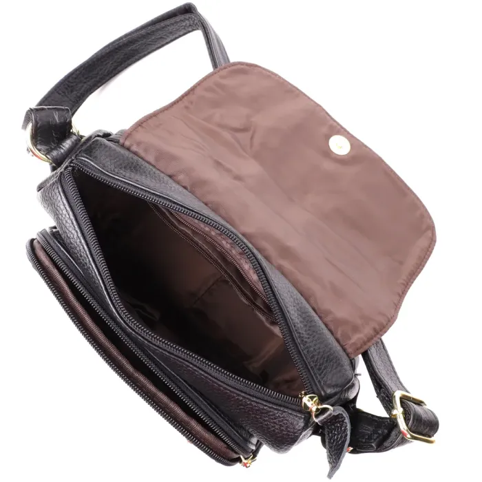 Сумка з натуральної шкіри для стильних жінок Vintage 22972 Чорний