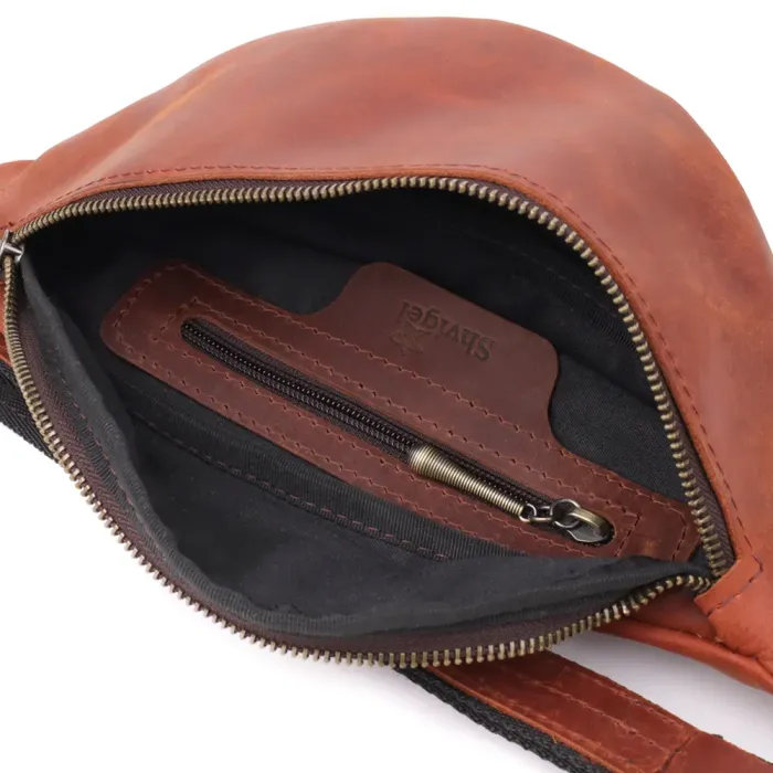 Бананка для чоловіків відмінної якості з натуральної шкіри вінтажної шкіри Shvigel 23140 Рудий