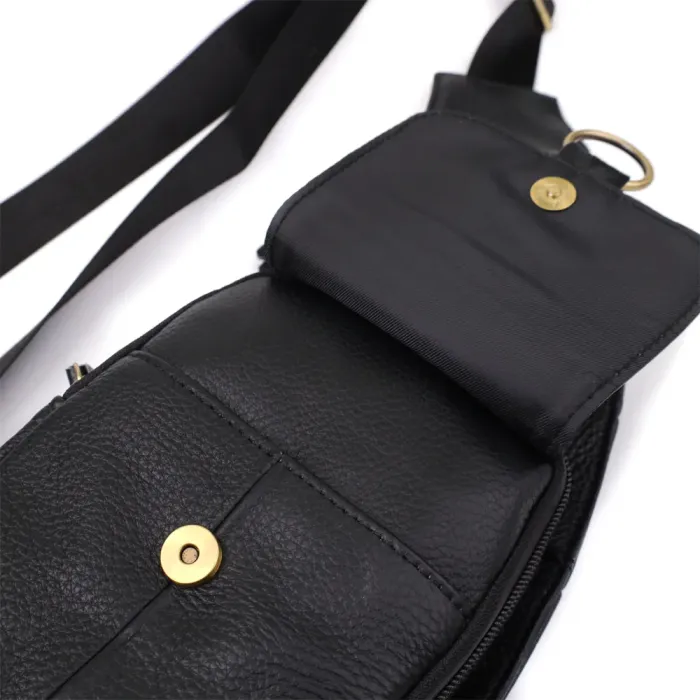 Сумка цікавої форми через плече з натуральної шкіри Vintage 22958 Чорний