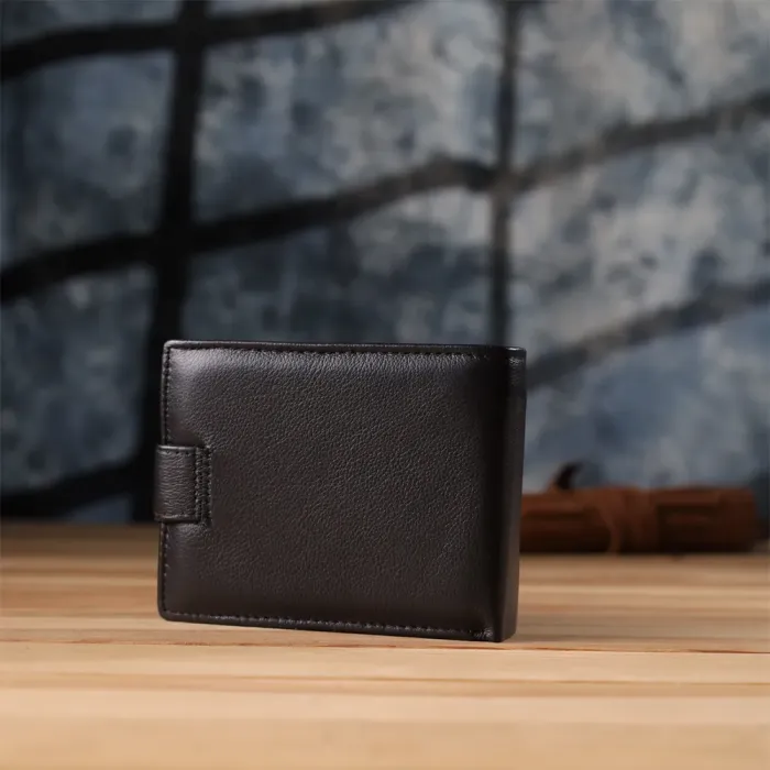 Місткий чоловічий гаманець горизонтального формату з натуральної шкіри ST Leather 23090 Чорний