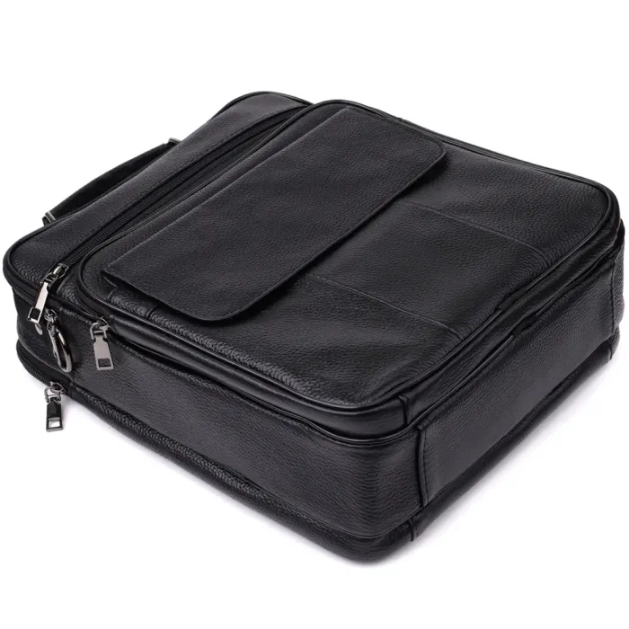 Містка чоловіча сумка з ручкою для перенесення в руці з натуральної шкіри Vintage 23023 Чорний