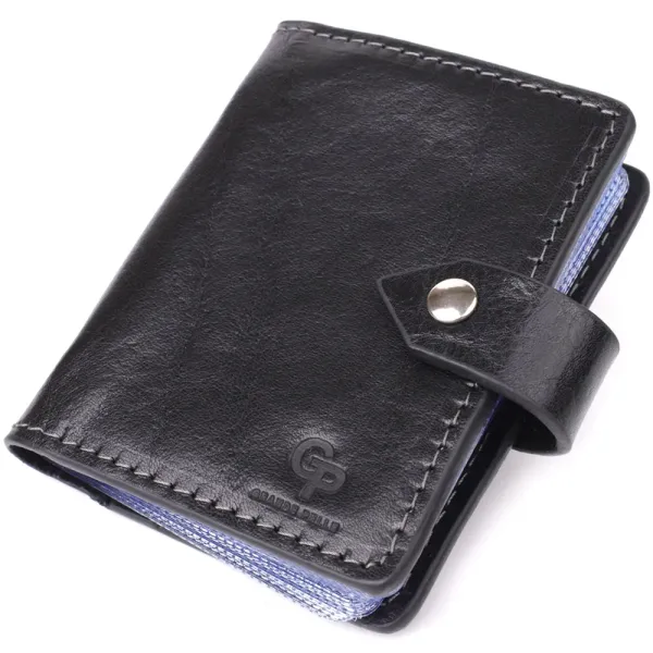 Візитниця унісекс з натуральної гладкої шкіри GRANDE PELLE 22941 Чорна