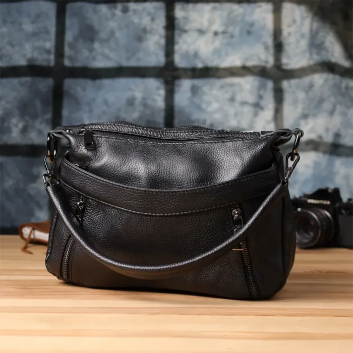 Практична жіноча сумка з натуральної шкіри Vintage 23011 Чорний