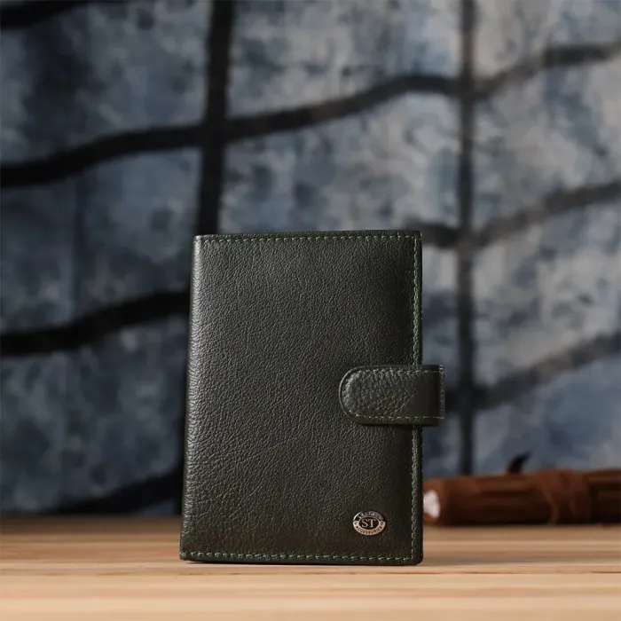 Оригінальна обкладинка на документи унісекс із натуральної шкіри ST Leather 23119 Зелений