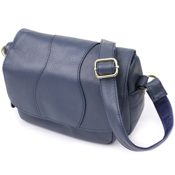 Практична сумка з натуральної шкіри для жінок Vintage 22971 Синій