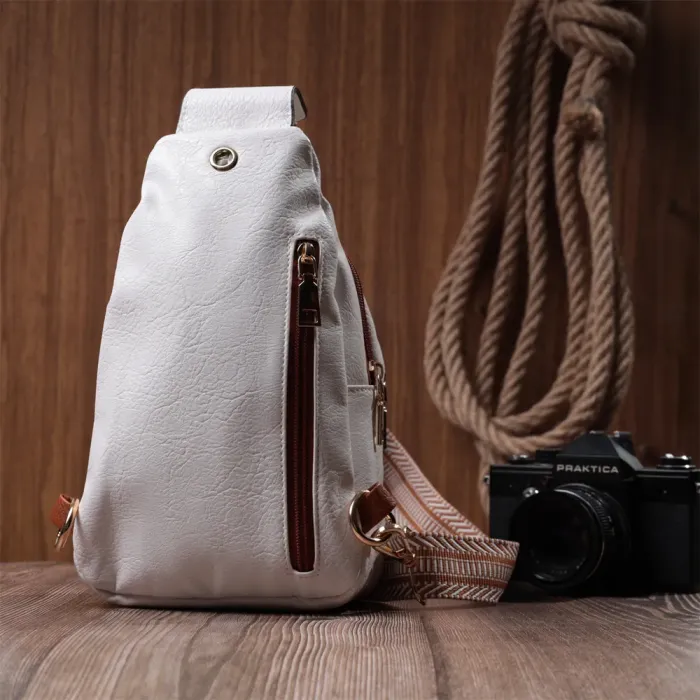Жіноча сумка через плече з отвором для навушників з екошкіри Vintage 22785 Білий