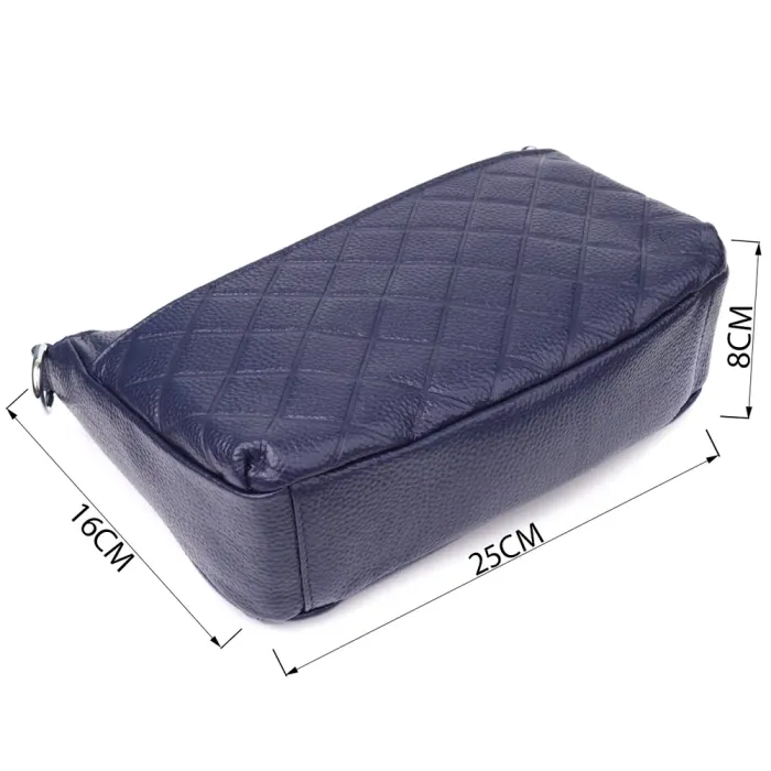 Елегантна сумка жіноча з натуральної шкіри з двома ремінцями Vintage 22928 Синій