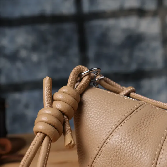 Стильна жіноча напівкругла сумка з натуральної шкіри Vintage 22933 Бежевий