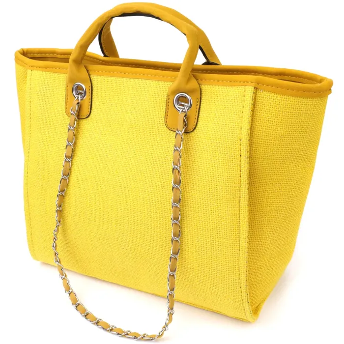 Яскрава жіноча сумка на літо з якісного текстилю Vintage 15135 Жовтий