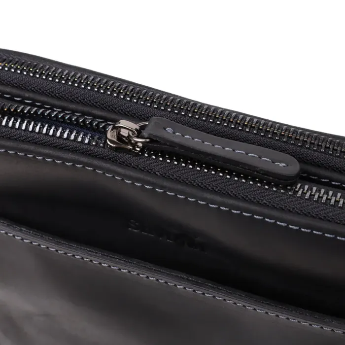 Практична чоловіча сумка через плече з вінтажної натуральної шкіри Shvigel 20870_1 Чорний