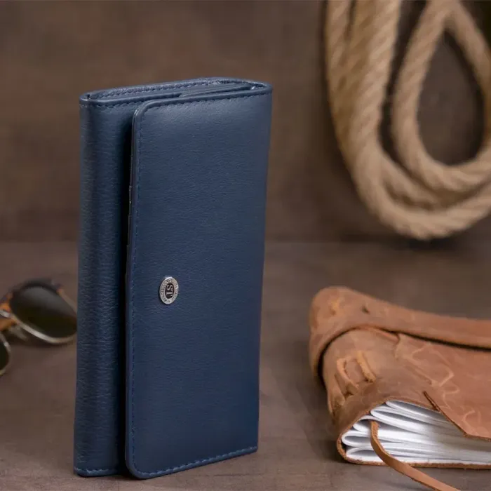 Гаманець шкіряний у дві додавання жіночий ST Leather 19291 Синій