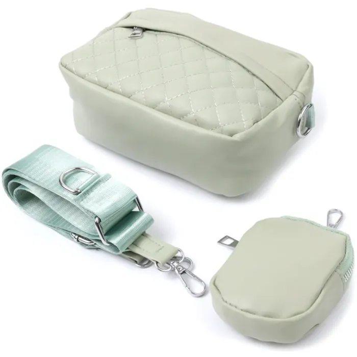 Стильна жіноча сумка крос-боді з монетницею з екошкіри Vintage 22797 Фісташковий