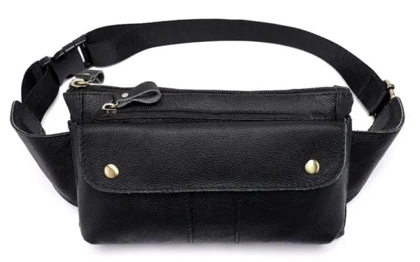 Бананка шкіряна Vintage 14809 Чорна