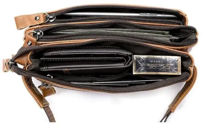 Бананка кожаная Vintage 14900 Светло-коричневая