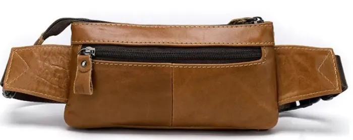 Бананка кожаная Vintage 14900 Светло-коричневая