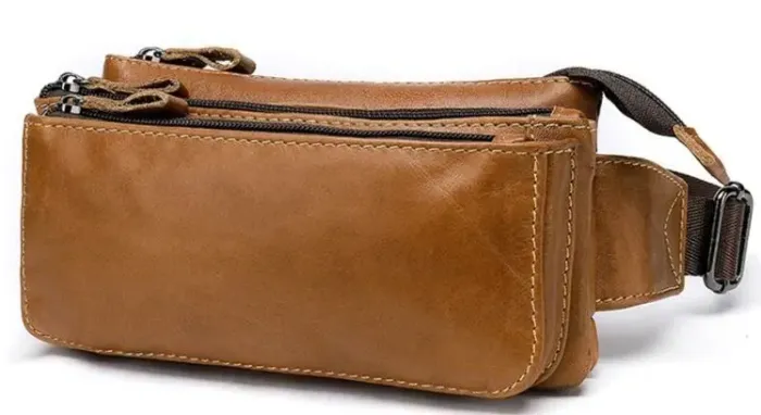 Бананка кожаная Vintage 14900 Светло-коричневая